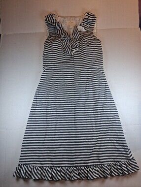 Kate Spade Striped Ruffle Dress Size 6 Nautical Sleeveless Breezy Preppy Cotton